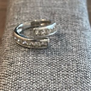 Sterling silver cubic zirconia bypass ring